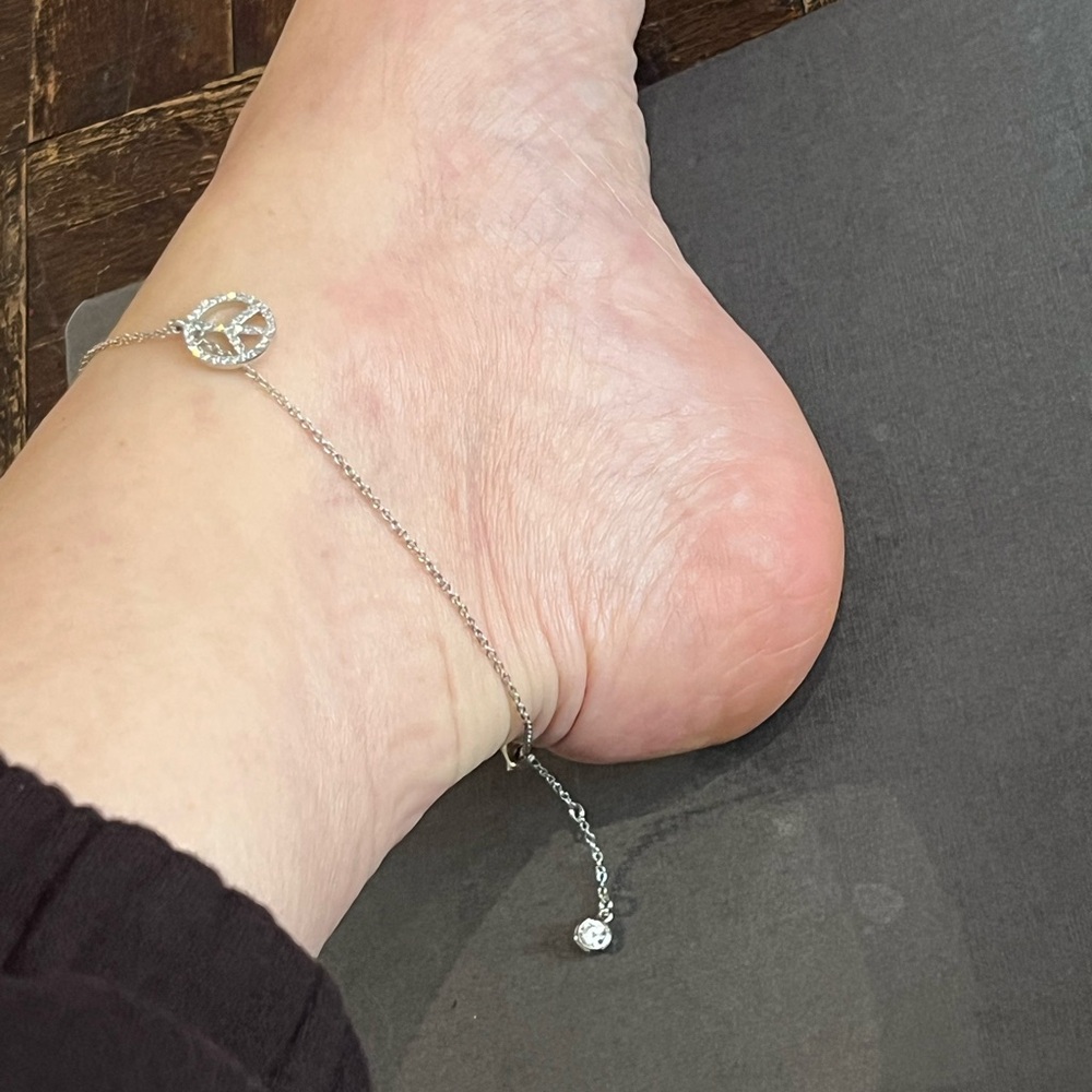 LAFONN 925 Peace Signwith Sparkling Crystals ANKLE  bracelet